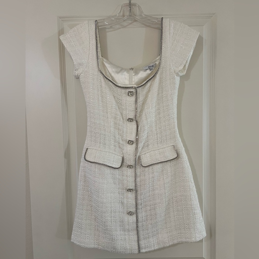 SAU LEE White Annabelle Dress Tweed